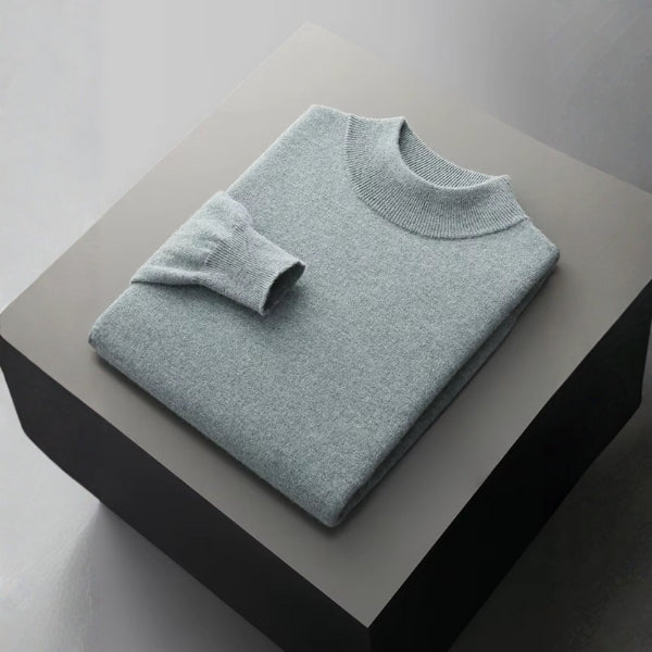 Le pull à col montant en laine mérinos Genève