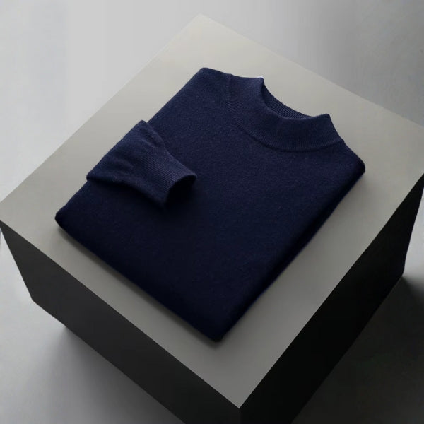Le pull à col montant en laine mérinos Genève