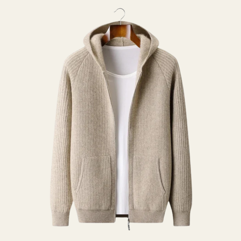 Le sweat à capuche zippé en mérinos Como