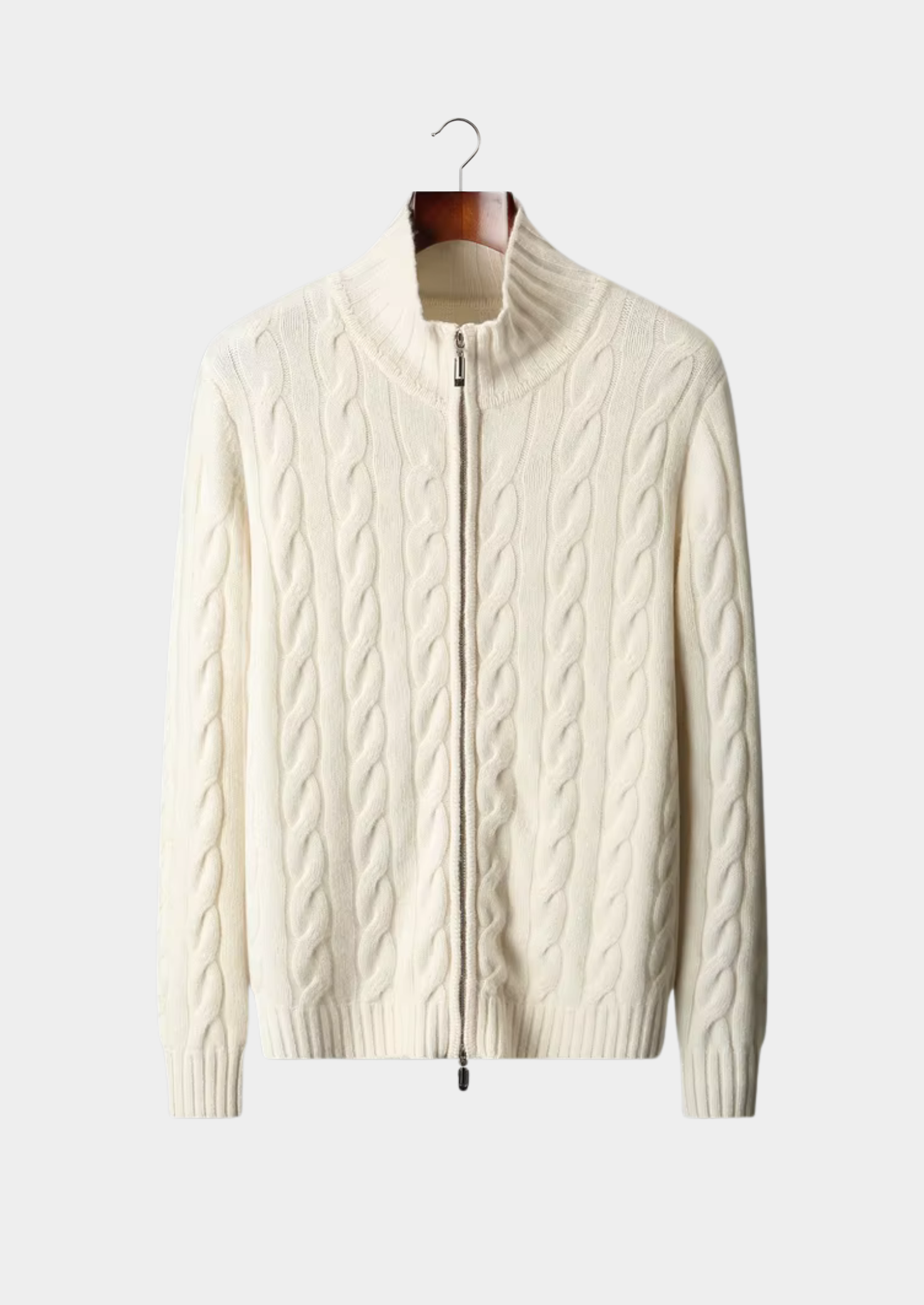 CARDIGAN À DOUBLE FERMETURE ÉCLAIR EN MAILLE CÂBLÉE NOBA WOOL