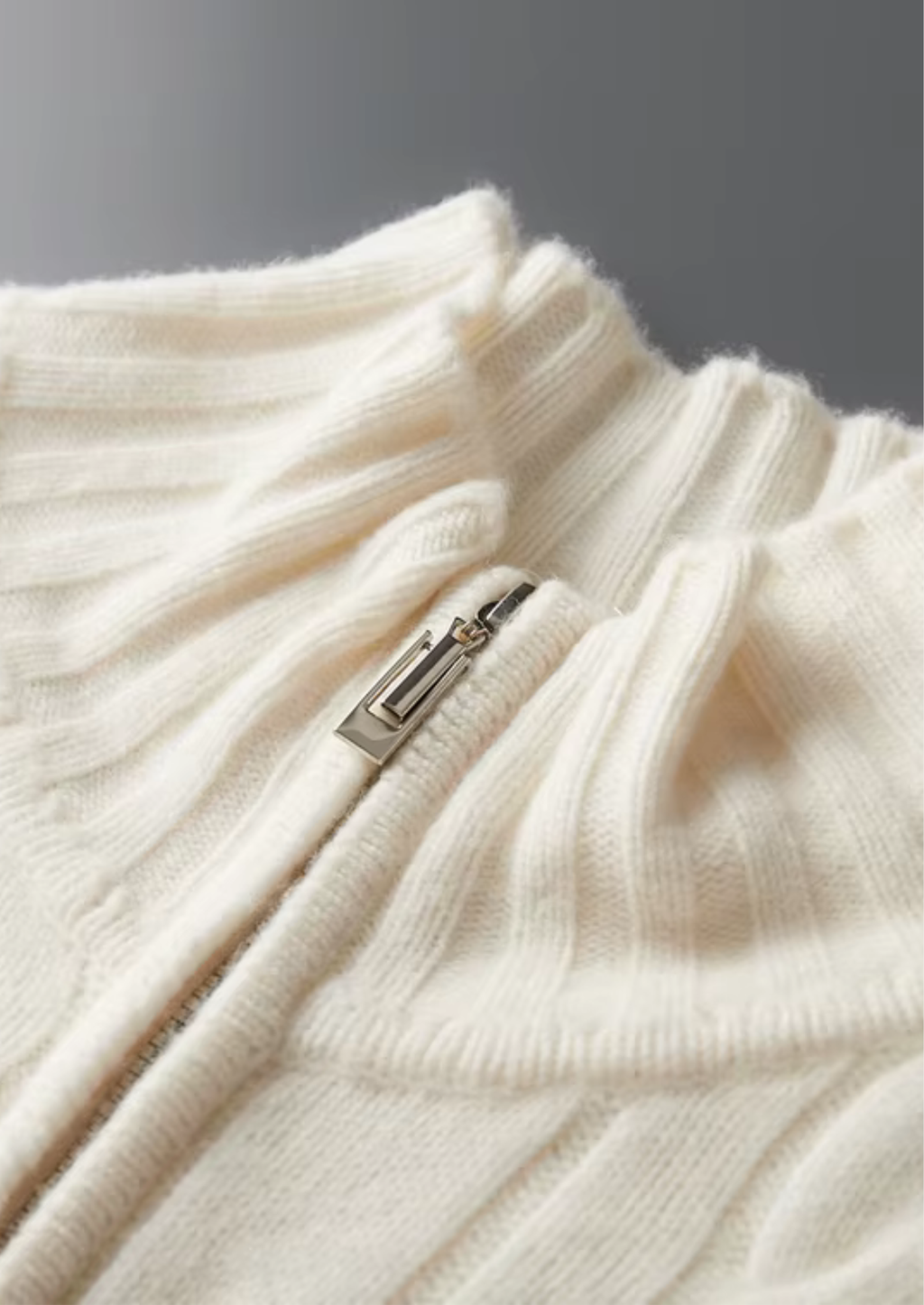 CARDIGAN À DOUBLE FERMETURE ÉCLAIR EN MAILLE CÂBLÉE NOBA WOOL