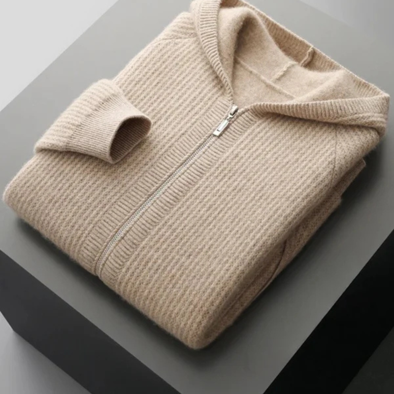 Le sweat à capuche zippé en mérinos Como