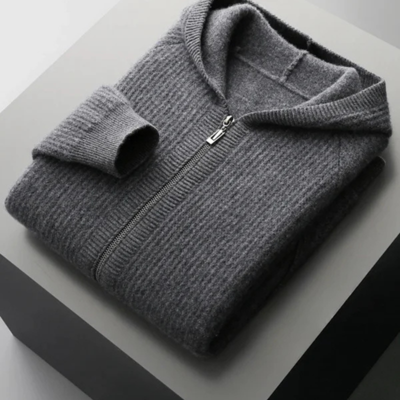 Le sweat à capuche zippé en mérinos Como