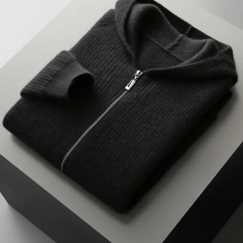 Le sweat à capuche zippé en mérinos Como