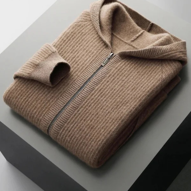 Le sweat à capuche zippé en mérinos Como