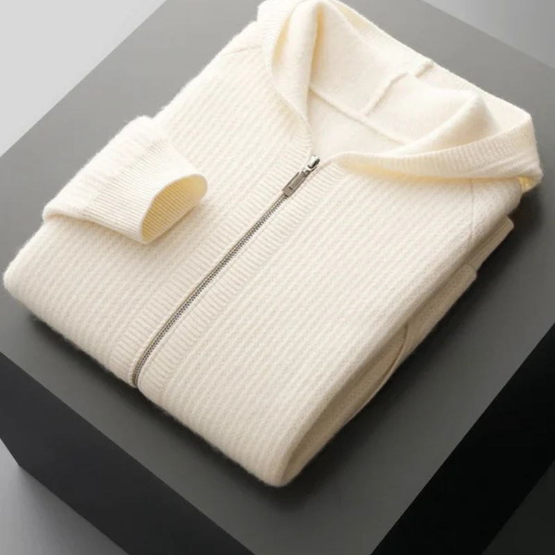 Le sweat à capuche zippé en mérinos Como